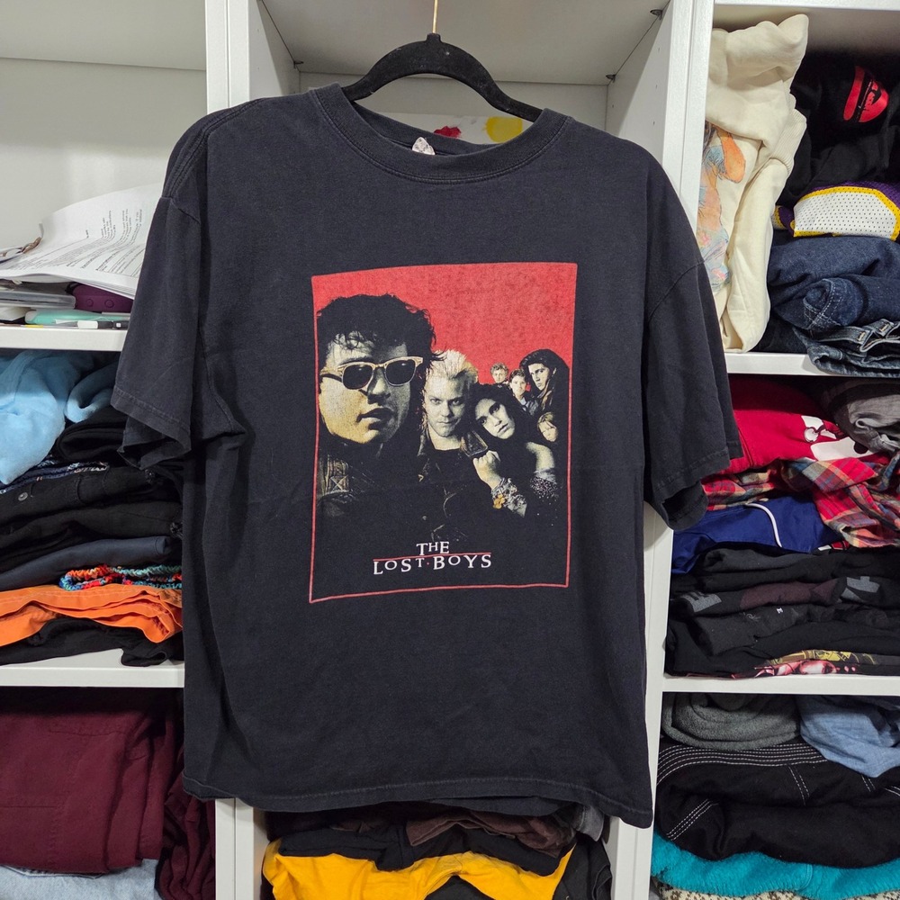 Vintage The Lost Boys Movie Promo T-Shirt Black Anvil Large Sleep All Day
